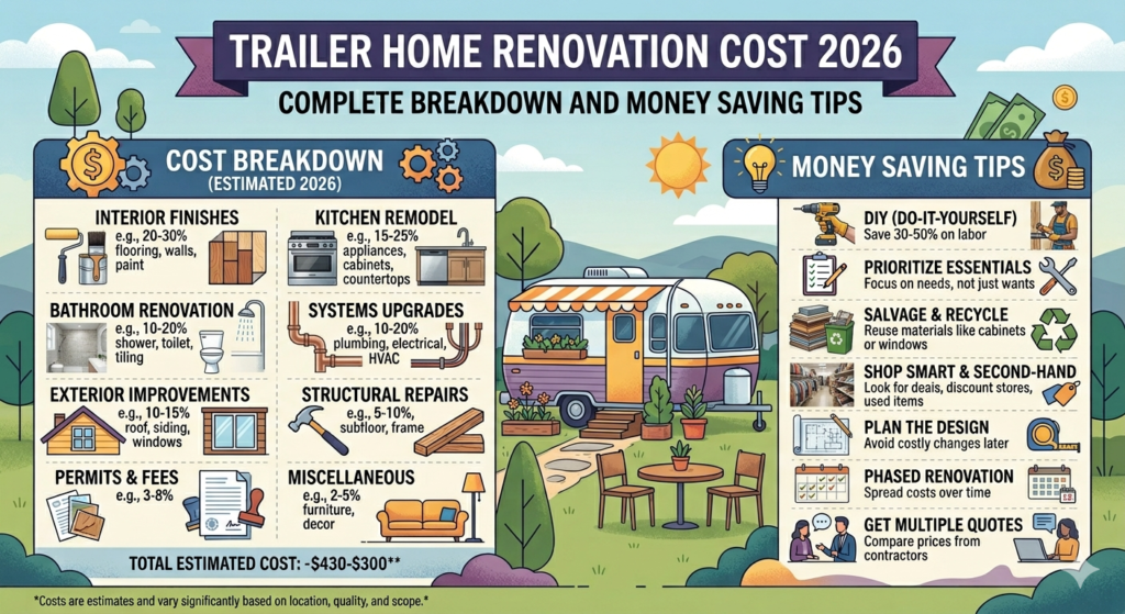 Trailer Home Renovation Cost 2026: Complete Breakdown and Money Saving Tips